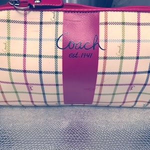 Coach Costmetic Bag PVC With Leather Strap